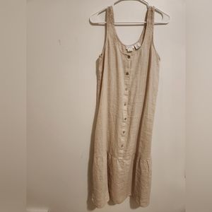 cream linen jumper midi dress